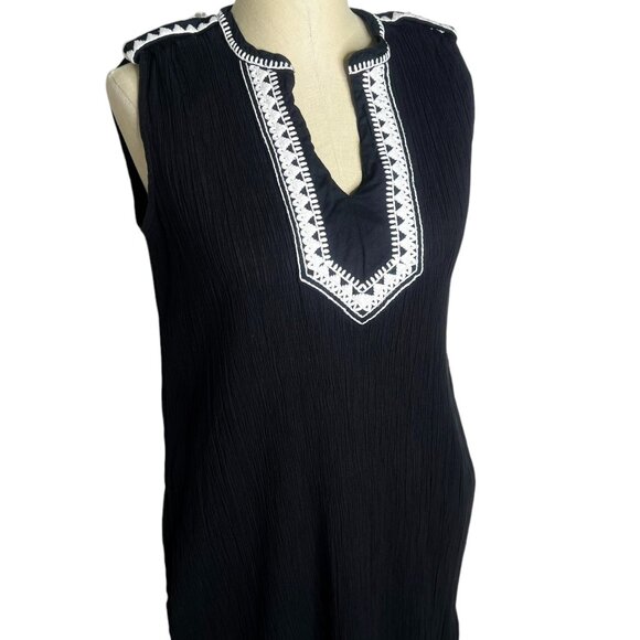 Patio Casuals by Cabernet Dress Womens Size S Black White Embroidered Gauzy - Picture 1 of 4